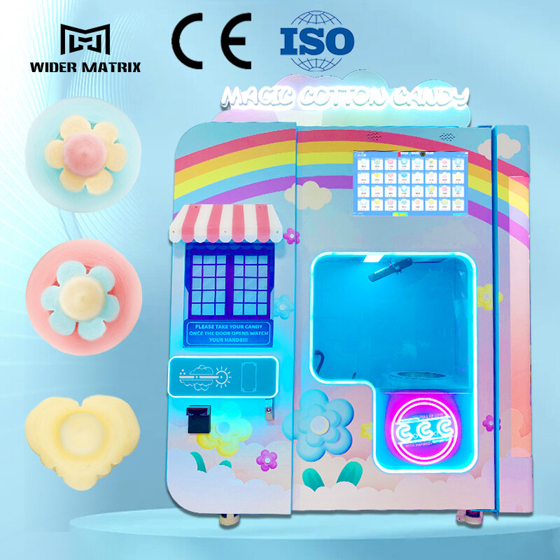 Professional Smart Touch Screen Automatic Candy Floss Machines Commercial Cotton Candy Vending Machine