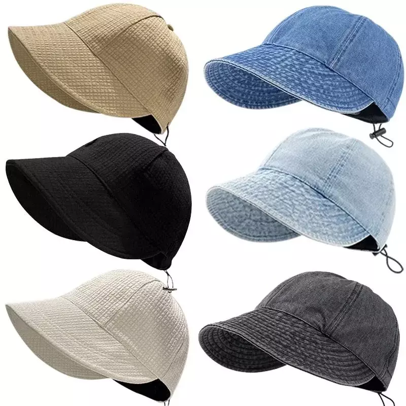 Summer Sun Hat Foldable Wide Brim Women Bucket Adjustable Outdoor Beach Panama Caps Ponytail Fisherman Cap Accessories