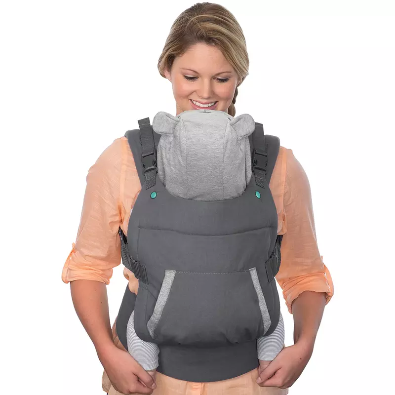 인체공학적 곰 테마 코튼 아기 어깨 스트랩 캐리어, 모자 포함, 다기능 휴대용 분리형 통기성 아기 캐리어