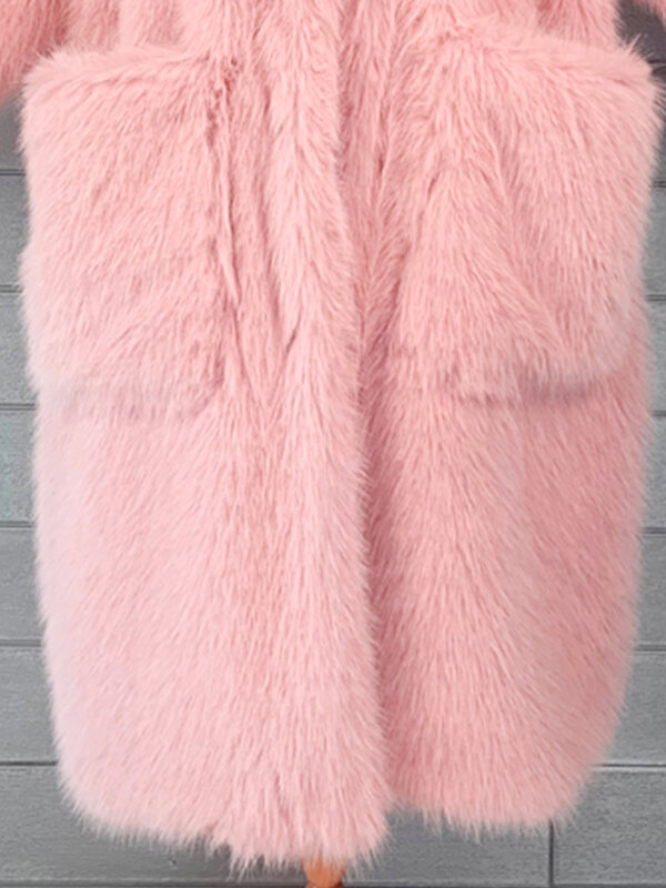 Lautaro-女性用の厚くて柔らかい毛皮のコート,ふわふわ,ピンク色,大きくてかわいい,ファッショナブル,2022