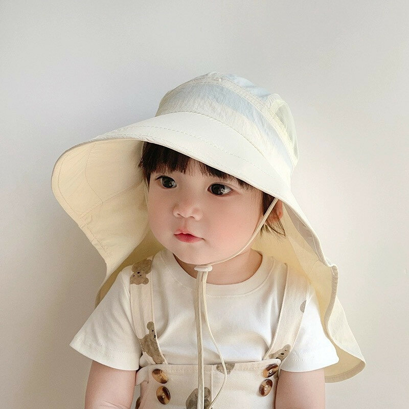Quick Dry sol viseira chapéu infantil, boné de pescador bebê, aba grande, verão, pára-sol