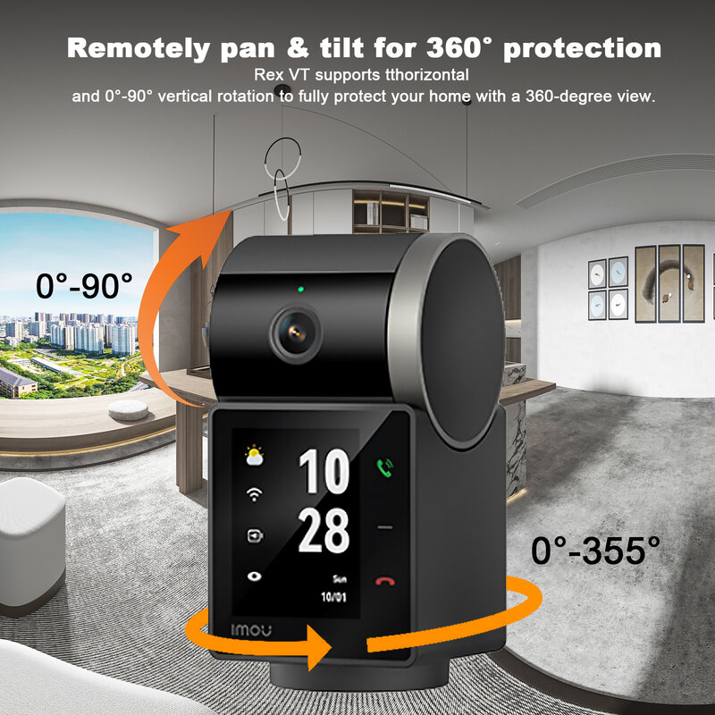 IMOU-cámara de seguridad para interiores, videocámara Rex VT de 5MP, 3K, bidireccional, pantalla de 2,4 pulgadas, WIFI, detección humana de mascotas, 360 °