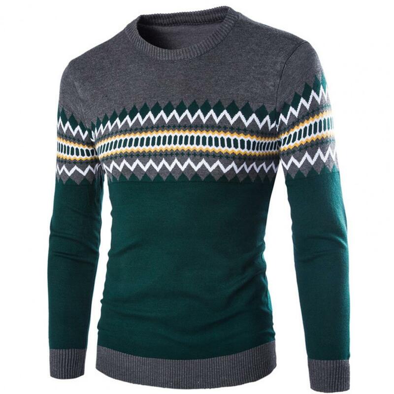 Men Autumn Winter Casual Sweater Crew Neck Long Sleeve Classic Color Thick Basic Pullover Sweater Top Warm Men Jumper