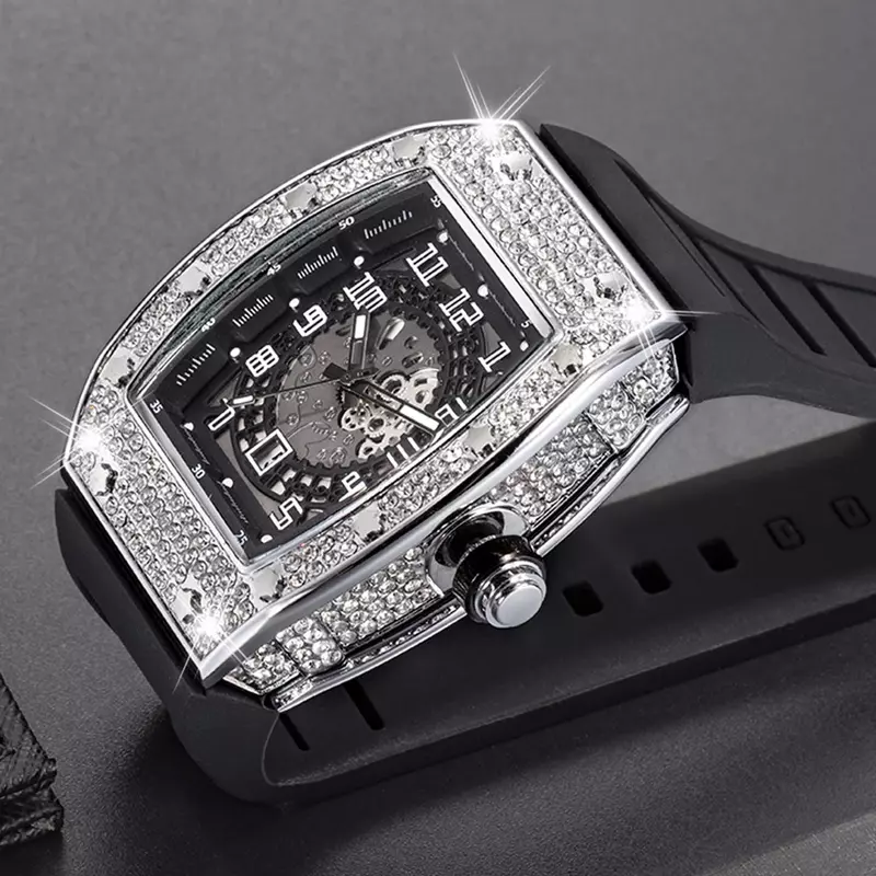 Projektant zegarek mężczyźni Ice Out Bling diament Hip Hop męskie zegarki wodoodporny zegarek kwarcowy Droshipping nowy Reloj Hombre Marca de Lujo