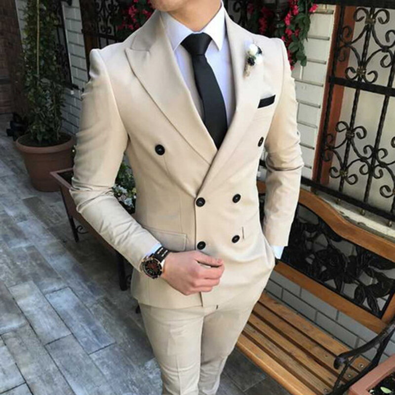 Kostium Hommes Smoking Jacket Spodnie Garnitury dla mężczyzn 2-częściowy Formalny smoking na imprezę Dwurzędowe garnitury męskie na wesele Pan Młody