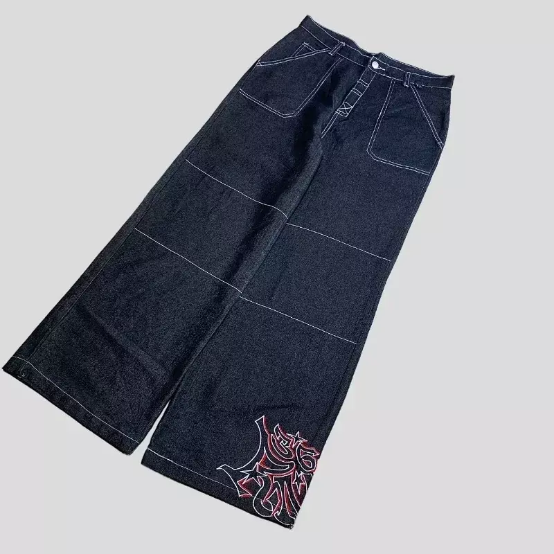 JNCO-pantalones vaqueros con estampado de Hip Hop para hombre, pantalón holgado de pierna ancha, estilo Retro, Harajuku, informal, 2024