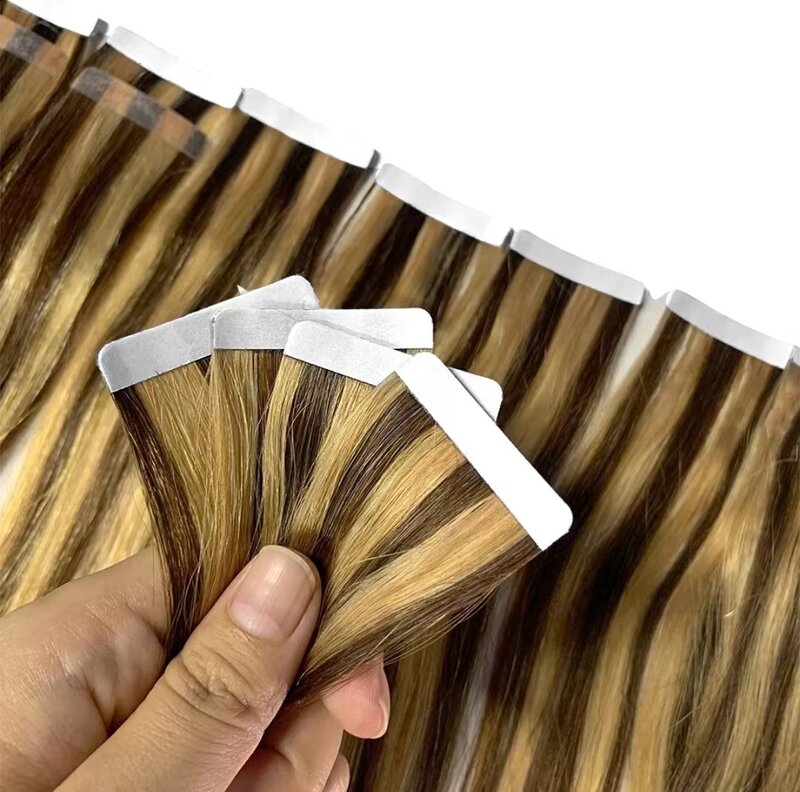 Highlight Sophia Straight Tape dans les extensions de cheveux, P4, 27 Brown Adhesive Tape in Extensions, Remy Human Hair, 12-30 ", 40 PCs Pack