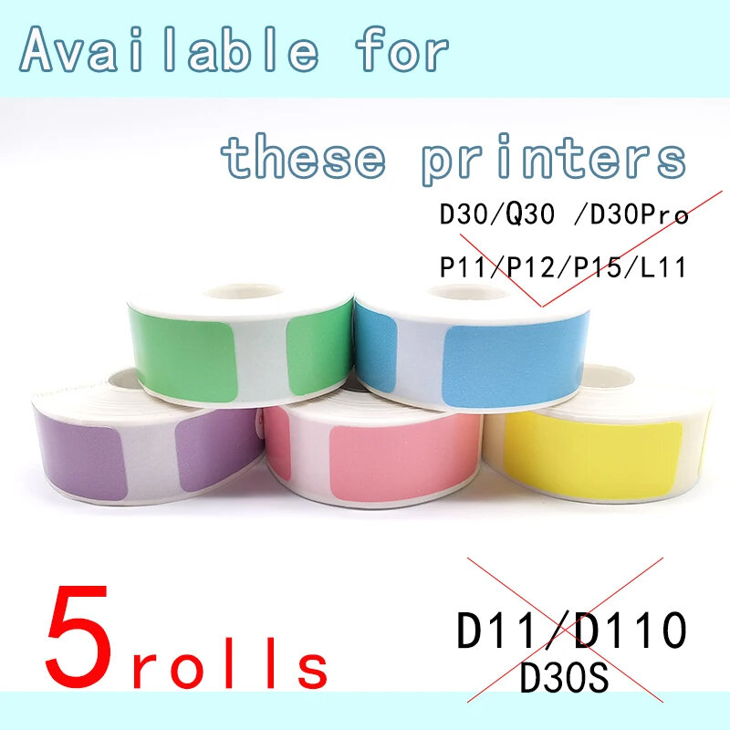 5PK P15 kolorowy papier do etykiet P11 samoprzylepny kombinezon do Pristar P15 D30 P12 etykieta termiczna D30 P11