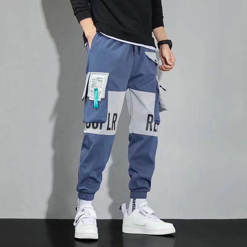 คลาสสิก Streetwear ลำลองกางเกงริบบิ้น Harem Jogging กางเกงชาย Slim Fit ฤดูใบไม้ผลิกางเกงหลายกระเป๋าผู้หญิงกางเกง j7