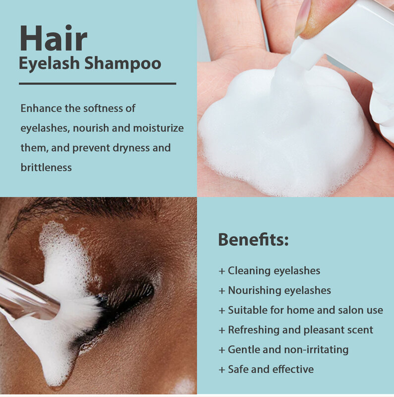 Eyelash Extension Shampoo Cleaning Kit, Lash Deep Cleansing Mousse, Cola de Maquiagem, Remoção Rápida de Rímel, Espuma, 2 Escovas, 100ml