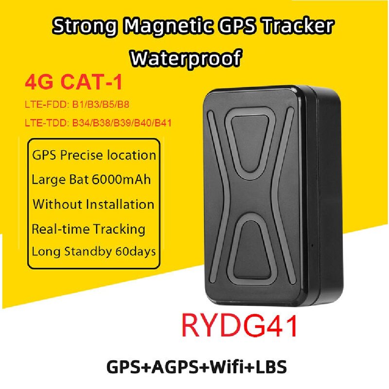 4G GPS-трекер CAT1 6000 мАч долгий режим ожидания IP67 водонепроницаемый Сильный магнитный трекер устройство для транспортного средства автомобиля велосипеда мотора RYDG41