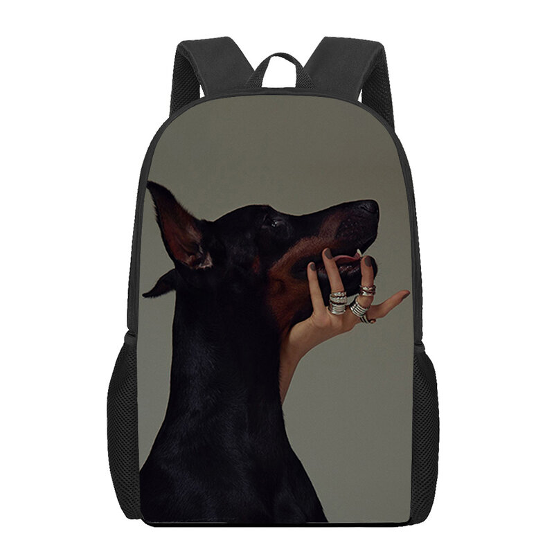Cool Doberman Pet Dog 3D Padrão Bolsa de Escola para Meninas e Meninos, Casual Book Bags, Mochila Laptop, Mochilas Estudante, Bagpack de Viagem