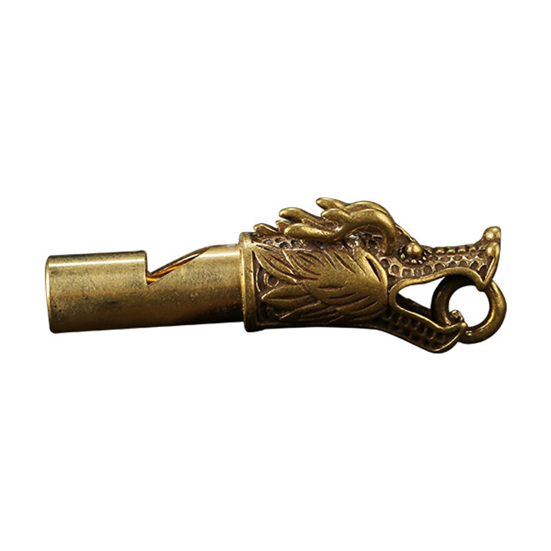 Handmade Brass Dragon Head Whistle Car Keys Chains Pendants Men Women Outdoor Survival Tools Whistles Necklaces Keychains Charm