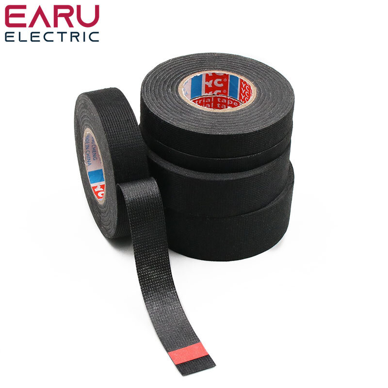 1Pc Heat-resistant Adhesive Cloth Fabric Tape For Car Auto Cable Harness Wiring Loom Protection Width 9/15/19/25/32MM Length 15M