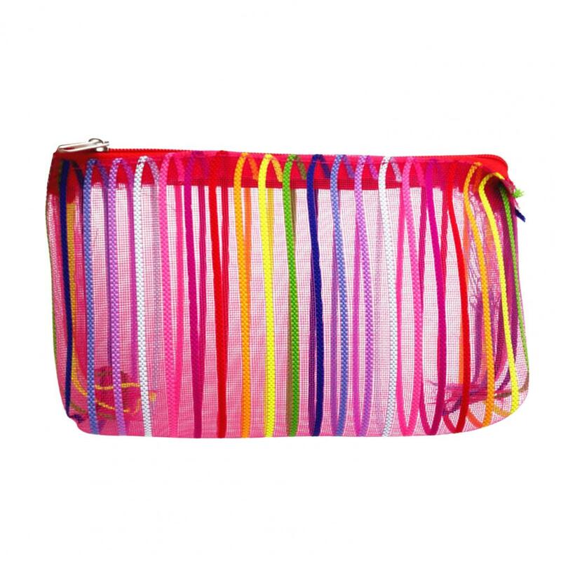 Great Female Makeup Bag  High Capacity Portable Cosmetic Bag  INS Colorful Striped Fashion Makeup Bag
