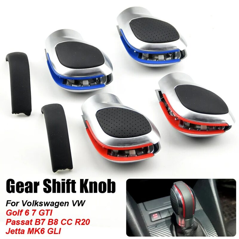 Couro camurça DSG Shift Knob Gear Side Cover DSG Emblema Para VW Golf 6 golf 7 R GTI Passat B7 B8 CC R20 Jetta MK6 GLI