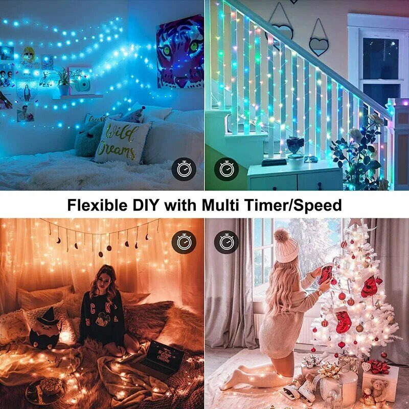 クリスマスツリーライトガーランド,Bluetooth,USB,20m,屋外用,アプリケーション制御,クリスマス用