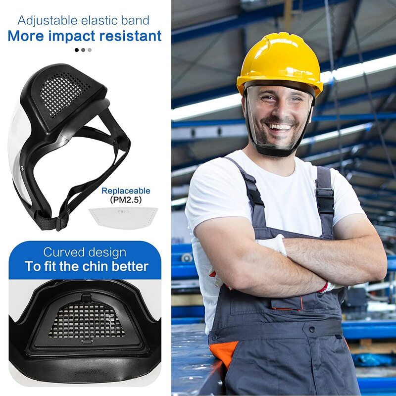 Mascarilla de protección Facial completa, máscara transparente para trabajo, protección Facial para exteriores, calefacción, herramientas de cocina para el hogar