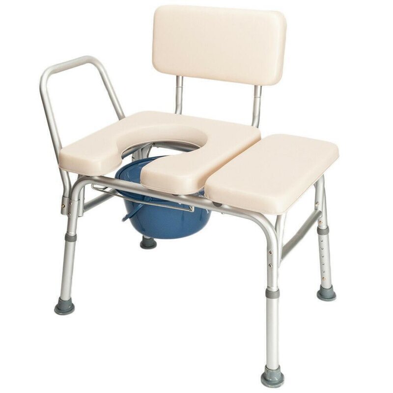 US  Portable bedside toilet chair shower bedpan chair bathroom bedpan stool adult-