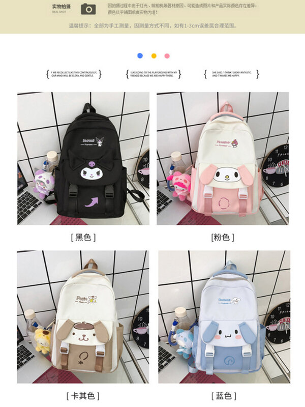 New Hello Kitty Backpack Junior High School and High School Student Backpack Large Capacity Cute Fashion School Bag for Women