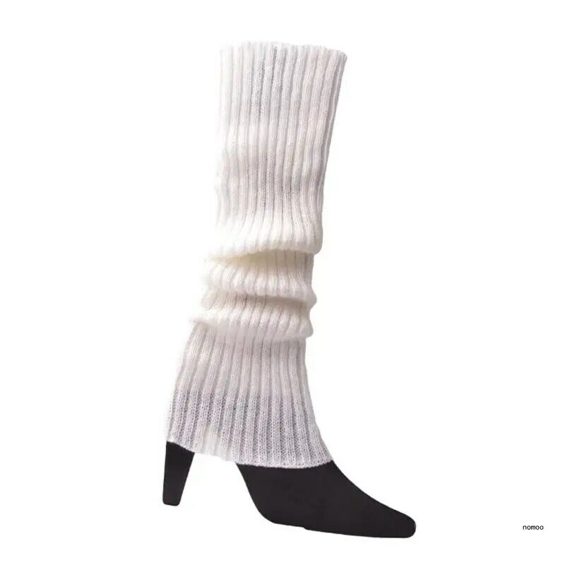 Гетры для женщин и девочек 80-х годов, вязаные неоновые вечерние длинные носки в рубчик, сапоги с манжетами