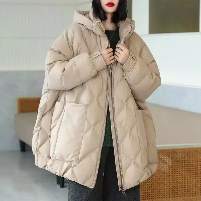 Новинка 2024, женское пуховое пальто из хлопка, зимняя куртка, женские короткие парки, свободная Толстая теплая верхняя одежда, универсальное модное пальто с капюшоном
