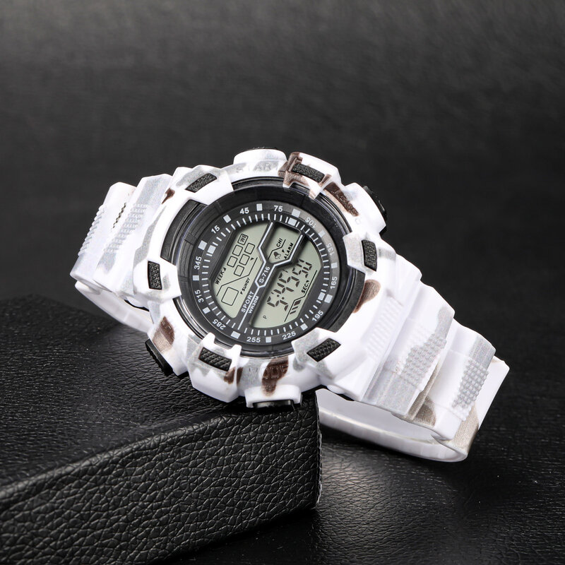 Часы YIKAZE Мужские Цифровые, многофункциональные спортивные военные водонепроницаемые светящиеся с хронографом