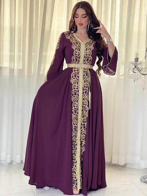 Robe de Soirée Musulmane pour Femme, Abaya, Broderie Jalabiya, Maroc, Caftan, Islam, Éducatif, Arabe, Longue