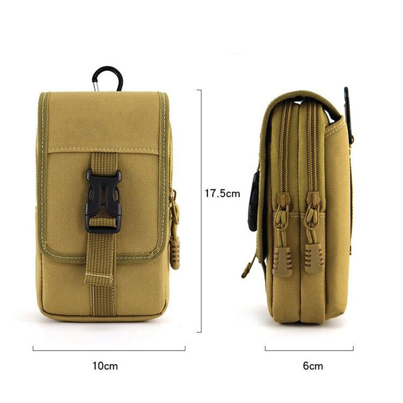 EDC Molle 가방 지갑 더블 레이어 야외 방수 군사 허리 패니 팩, 남자 전화 파우치 캠핑 사냥 전술 허리 가방