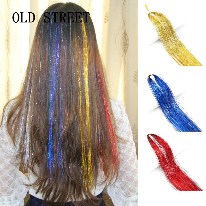 Sparkle Haar Klatergoud Regenboog Gekleurde Synthetische Valse Hair Extensions Decor Glitter Strips 120 Strengen Voor Meisjes Hoofddeksels Hairbing
