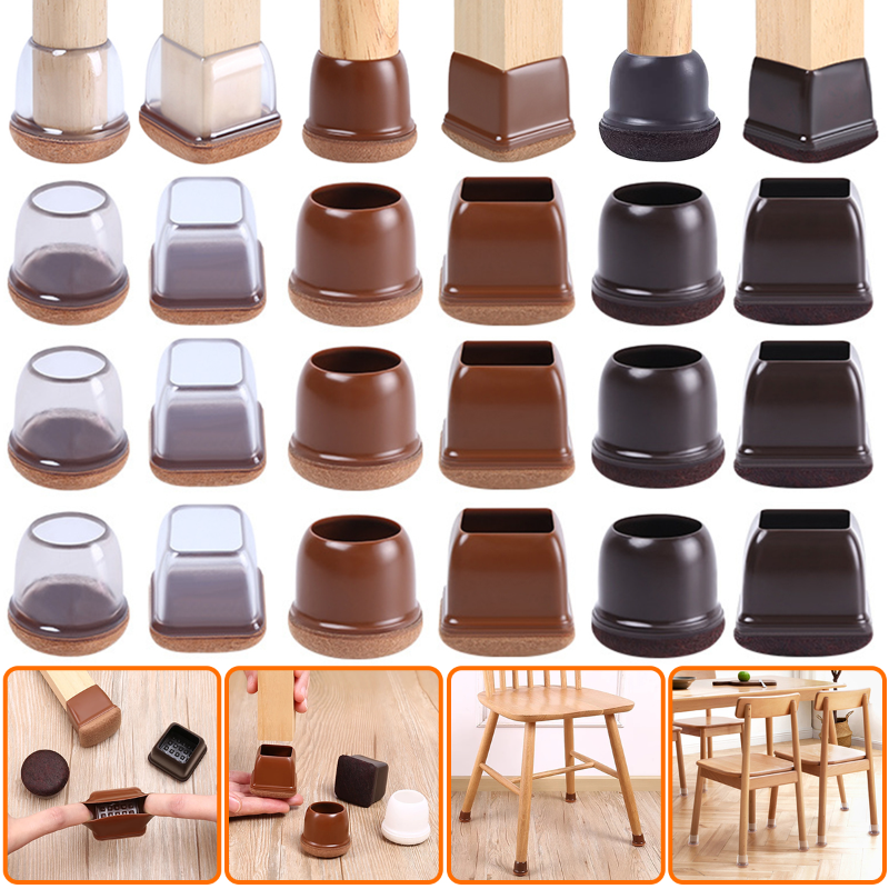 TPE Silicone Cadeira Leg Floor Protetores, Felt Caps, Móveis Pés Proteção Capa, Piso de madeira, 8pcs
