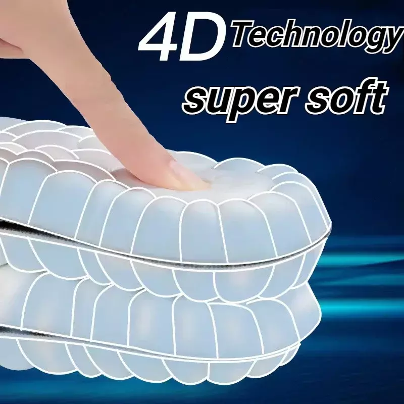 1/2/3pair 4D Large Size Massage Sports Insoles Super Soft Elastic ShoeInsole Sweat Absorption Adults Latex Sports Insole Unisex