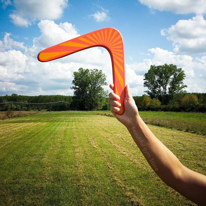 Boomerang-canguro de madera auténtica en forma de V, disco volador, juego al aire libre, novedad