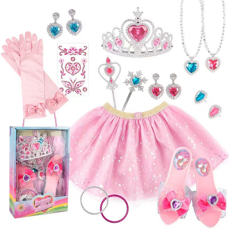 Игрушка для девочек, аксессуары для дома, украшение, волшебная палочка, принцесса, корона, кристалл, обувь, браслет, кольцо, сумка, корона, подвеска, розовая перчатка, набор в подарок