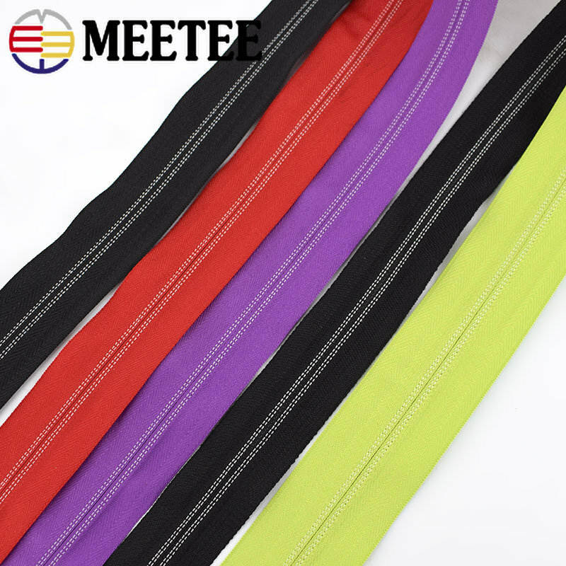 Meetee-cintas de cremalleras de nailon, 2/4/10 metros, dientes dorados y plateados, para coser bolsas, Kit de reparación de ropa, accesorios de bricolaje