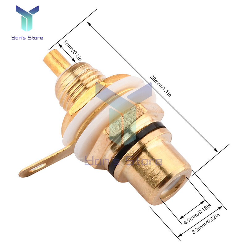 Conector de cable de soldadura de chasis de Audio, conector hembra RCA de 1/4/10 piezas, adaptador de aleación de Zinc, Conector de Terminal RCA chapado en oro, blanco