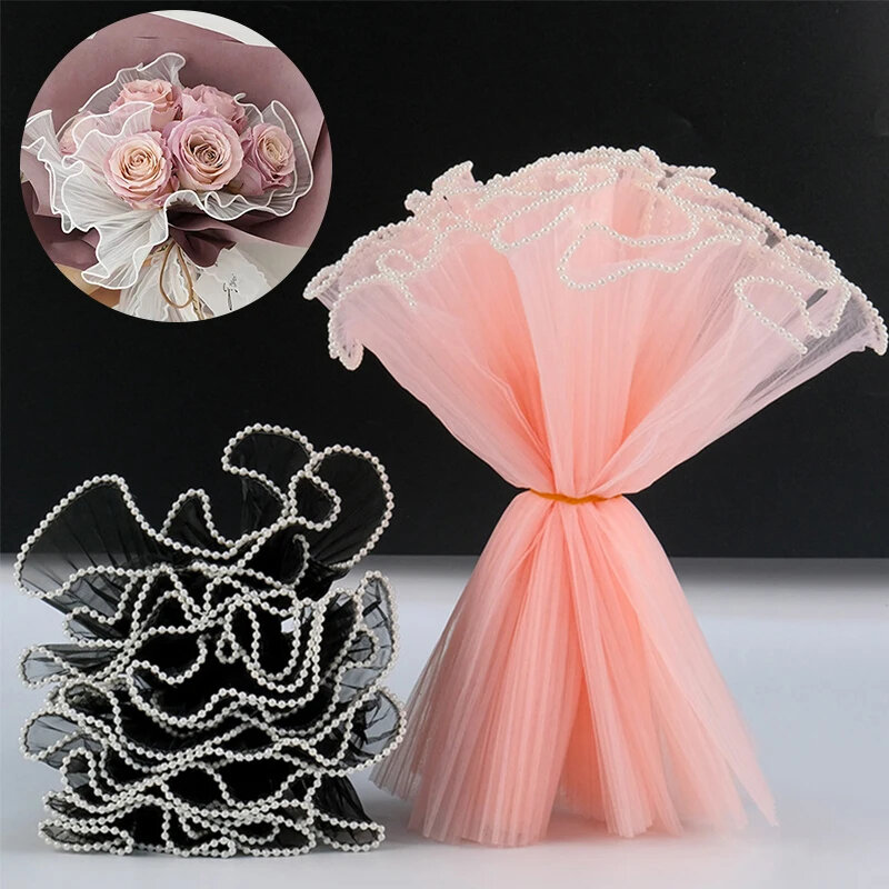 Flower Wrapping Paper Pearl Wave Yarn Bouquet Packaging Lining Yarn Mesh Flowers DIY Bouquet Gift Packaging Supplies 28cm*4M