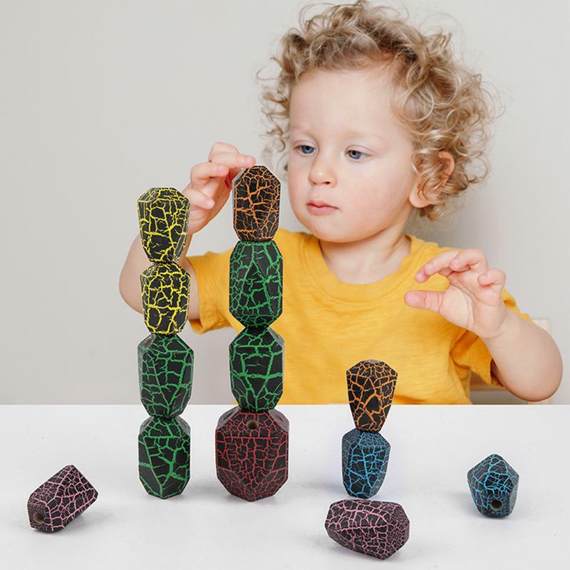 Pedras De Empilhamento De Madeira Blocos De Construção Para Crianças, Brinquedos Montessori, Aprendizado De Tronco, Presentes De Aniversário