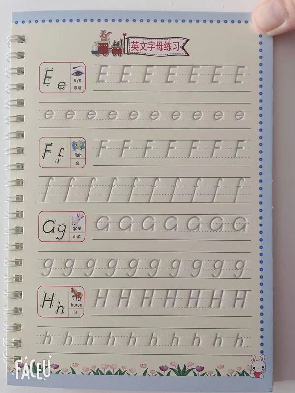 ใหม่ Reusable เขียน3D การประดิษฐ์ตัวอักษร Groove Copybook สำหรับ Kids Word เด็กหนังสือมหัศจรรย์ภาษาอังกฤษ Calligraphic ตัวอักษร Toy Practice