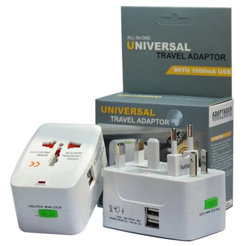 USBO-Adaptador de viaje USB todo en uno Universal, convertidor de enchufe, cargador de Corriente CA, CE, Blanco, Negro, 931L
