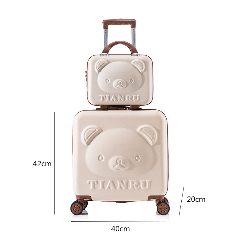 Maleta de viaje de dibujos animados con bolso de mano para niñas, de 20 pulgadas maleta con ruedas, conjunto de equipaje rodante, 2023