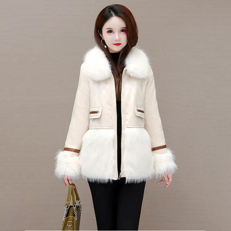 One High-grade Fur Down Coat New Loose Fashion Temperament Winter Warm White Duck Down Fur Coat Female Tid