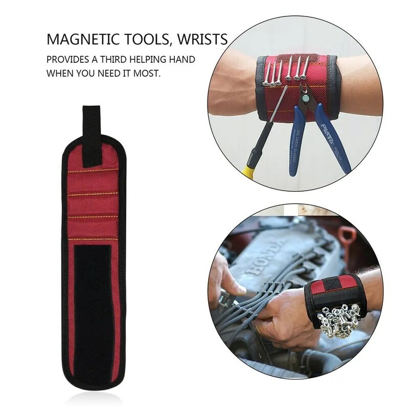 Fascia di supporto magnetica per il polso con potenti magneti per tenere le viti braccialetto per unghie supporto per cintura Chuck borsa per attrezzi magnetica sportiva