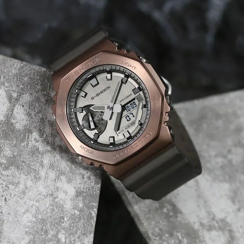 G-SHOCK jam tangan GM-2100 jam tangan pria Reloj bermerek mewah jam tangan olahraga lari malam tahan benturan kedap air lampu jam tangan pasangan Pria jam