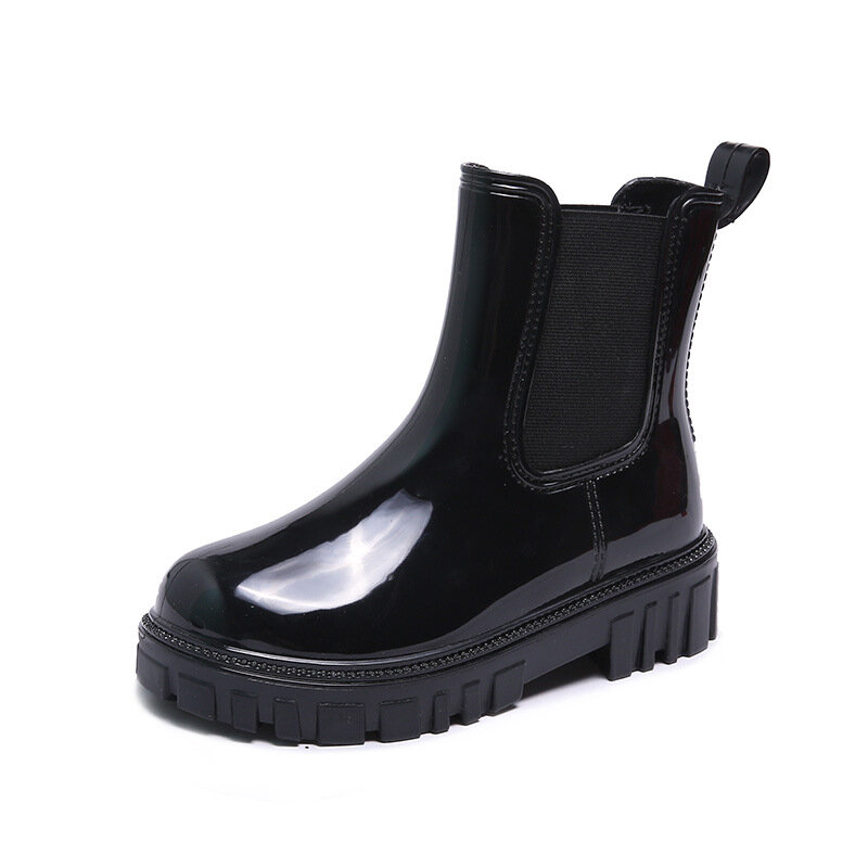 Botas de lluvia impermeables para mujer, botines cortos con banda elástica, zapatos de agua, 2023
