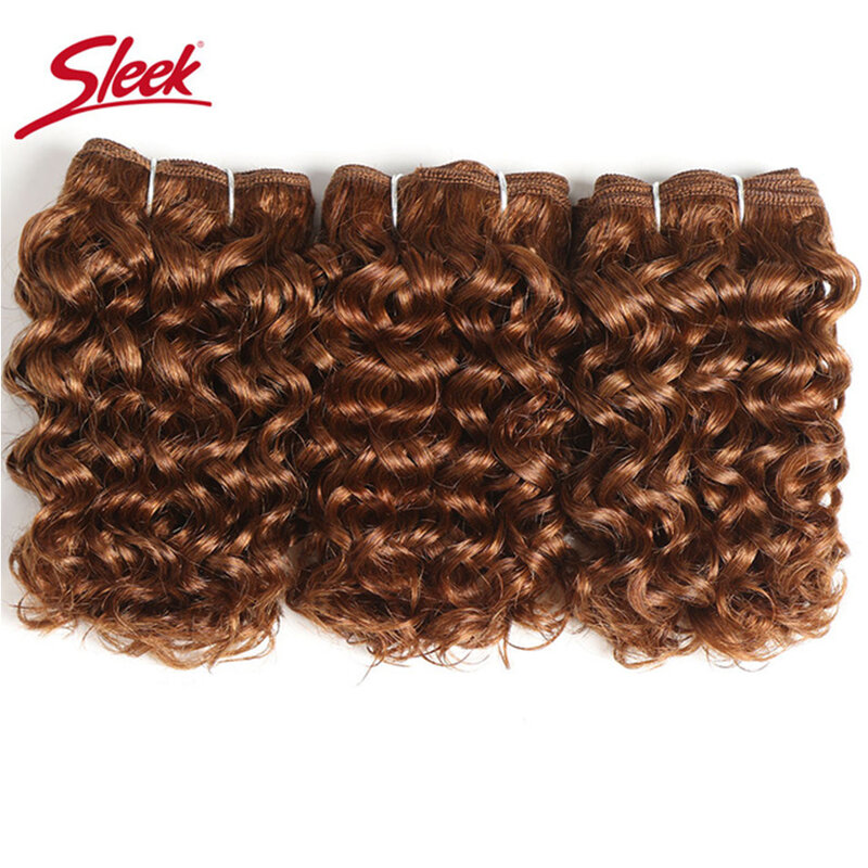Sleek-extensiones de cabello indio Remy Jerry Curl, mechones de Color marrón 4 # doble dibujado 27 # Piano, P1B/30 P4/27, 3 piezas, Total de 100 gramos