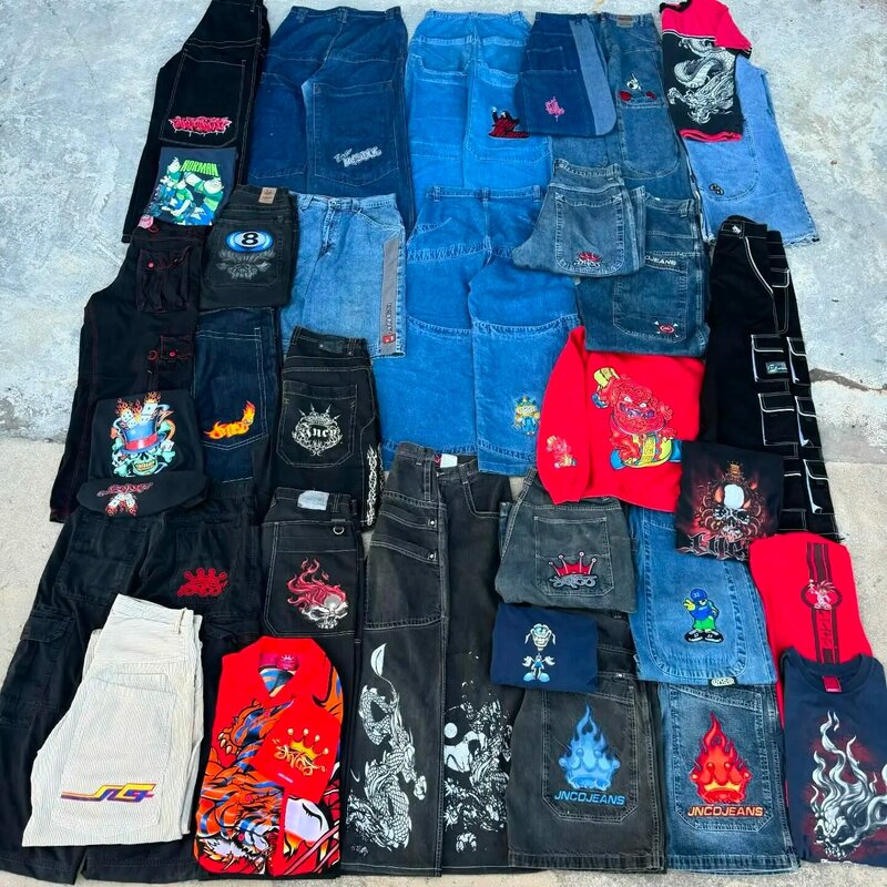 JNCO Y2K Jeans holgados Harajuku bordado Hip Hop para hombres y mujeres, ropa de calle vintage, pantalones vaqueros góticos casuales de pierna ancha