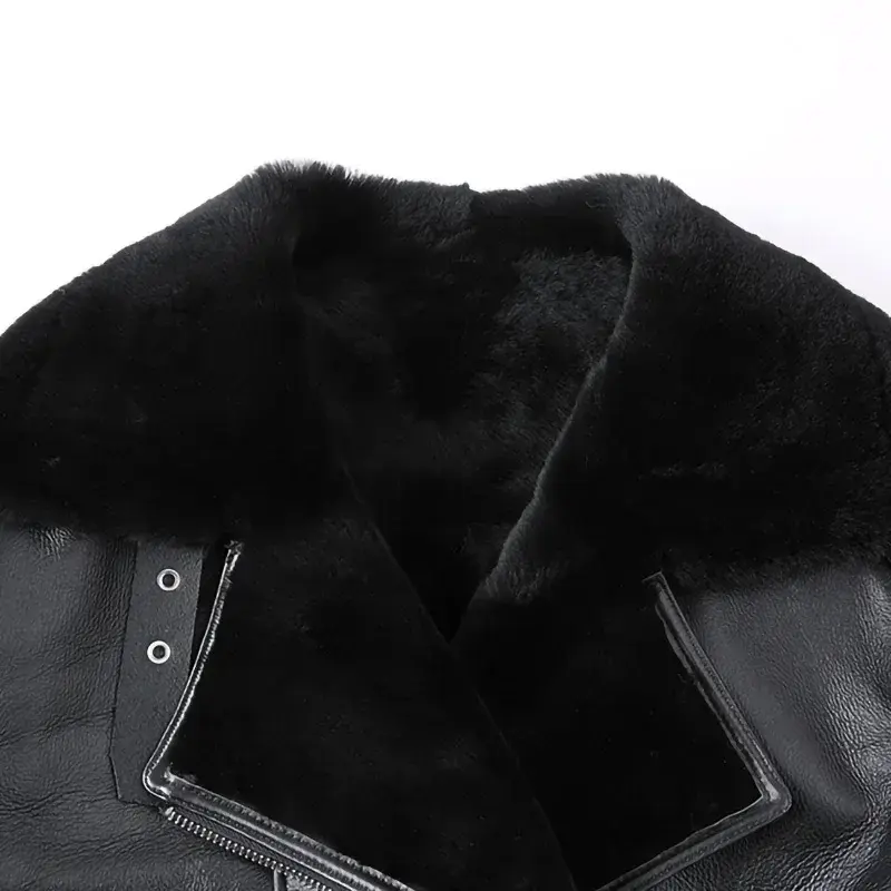 Lady 2023 High Quality Shearling Jacket Women's Fashion Sheepskin Leather Real Wool Lined Thick Warm Winter Coat
