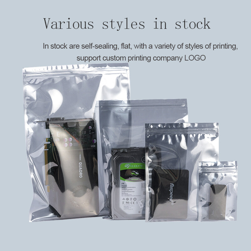 ESD Self Sealing Bags, Transparente, Anti Estática Blindagem, Pacote para Armazenamento, Acessórios Eletrônicos, Bolsas USB