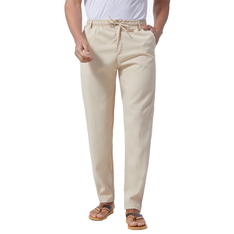 Celana panjang Formal untuk pria, celana panjang tipis polos, celana kerja, celana pensil pas longgar untuk pria